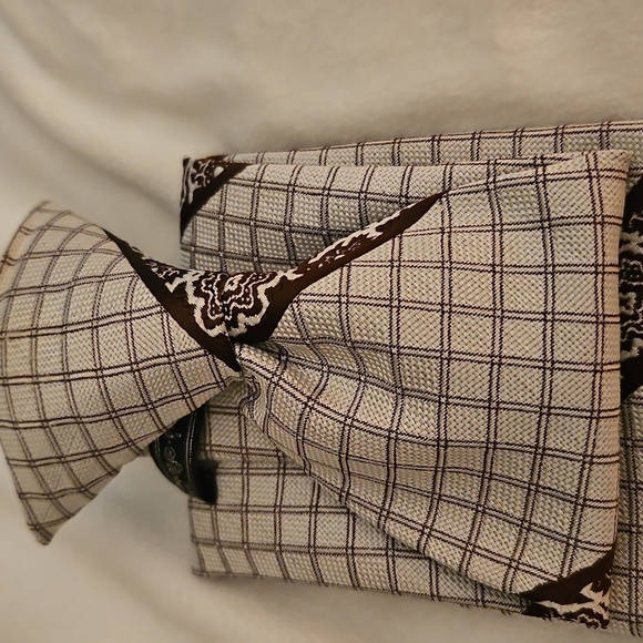 Vintage SEARS 1960s Maroon Floral Plaid Clip-on Tie - Picture 3 of 8